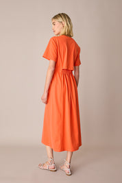 Cotton T-shirt dress with back cut-out