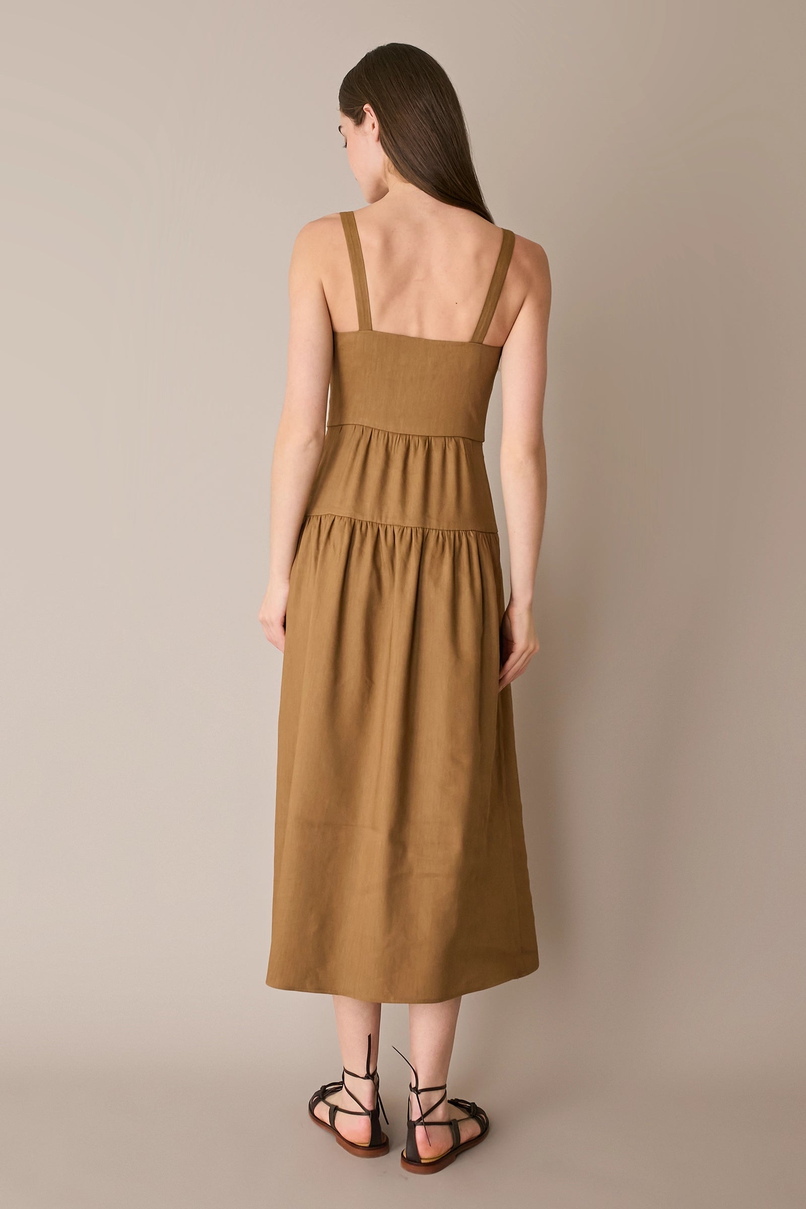 Long linen-blend dress