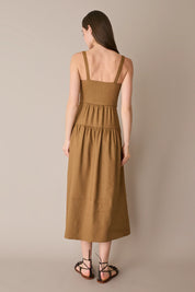 Long linen-blend dress
