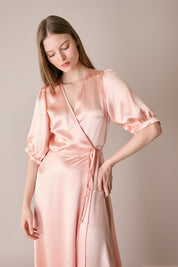Silk-blend wrap dress