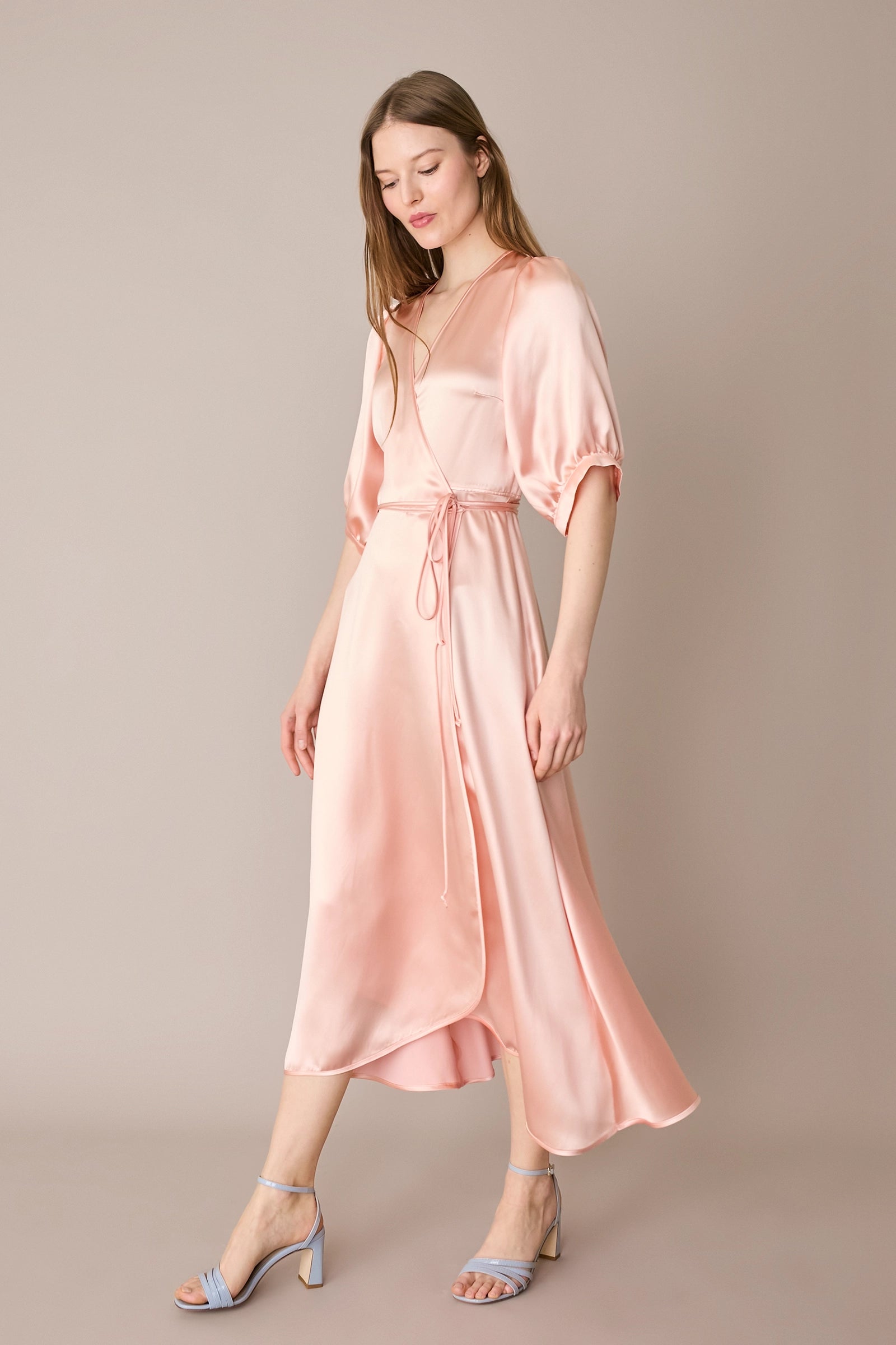 Silk-blend wrap dress