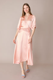 Silk-blend wrap dress