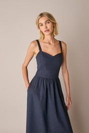 Abito lungo in lino stretch