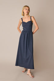 Abito lungo in lino stretch