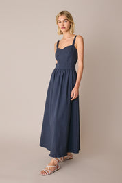 Abito lungo in lino stretch