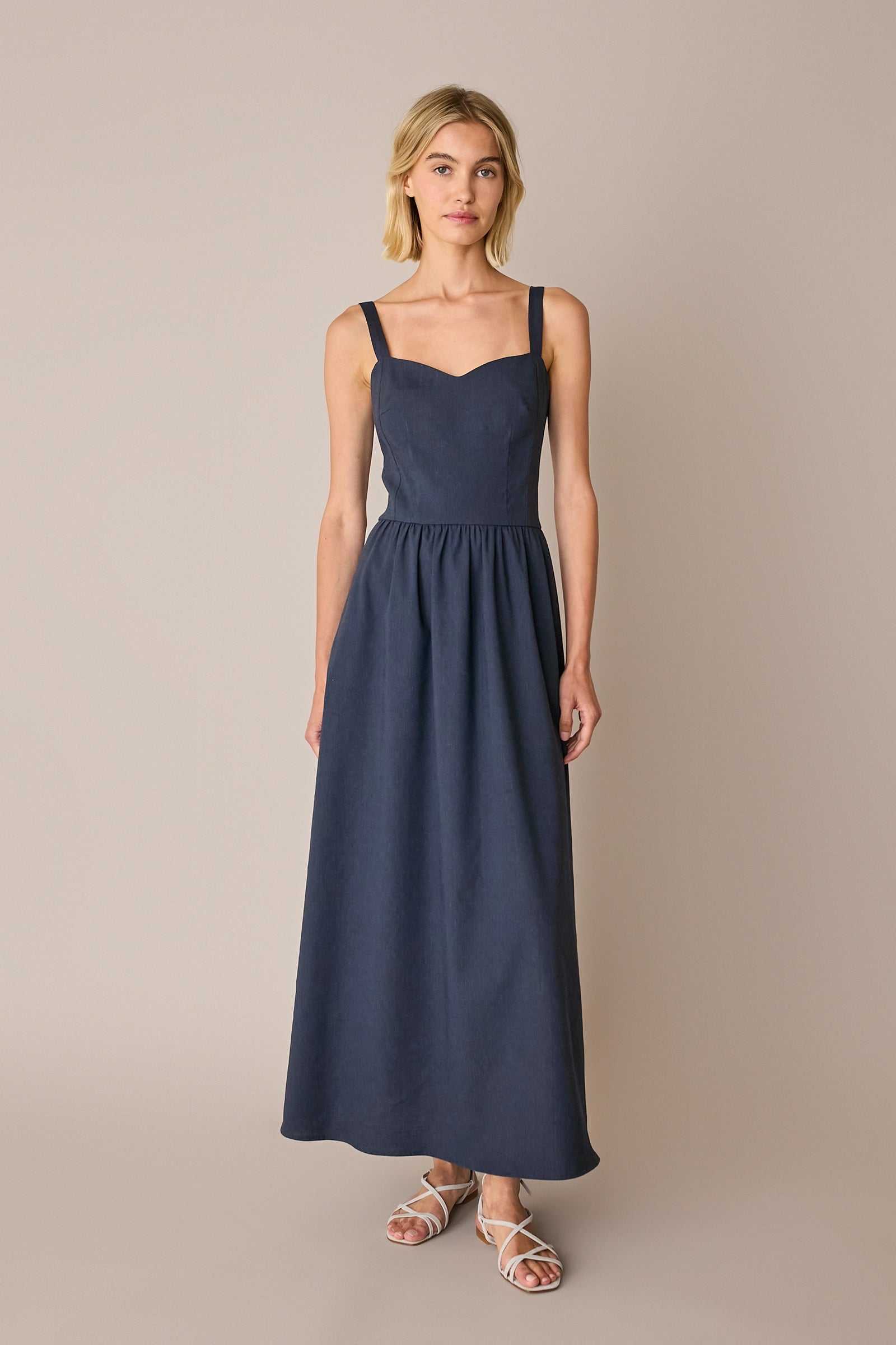 Stretch linen maxi dress