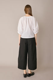 Wide-leg cotton trousers