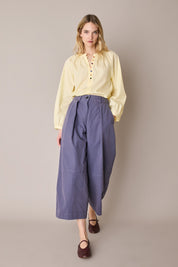 Wide-leg cotton trousers