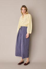 Wide-leg cotton trousers
