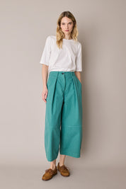 Wide-leg cotton trousers