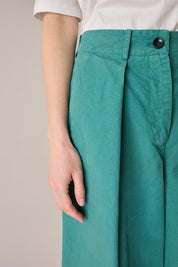 Wide-leg cotton trousers