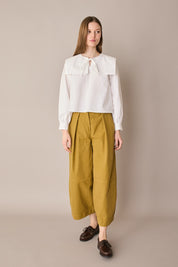 Wide-leg cotton trousers