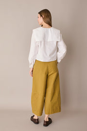 Wide-leg cotton trousers