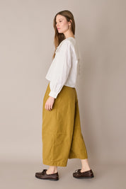 Wide-leg cotton trousers