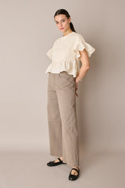 Pantaloni cinque tasche in drill di cotone