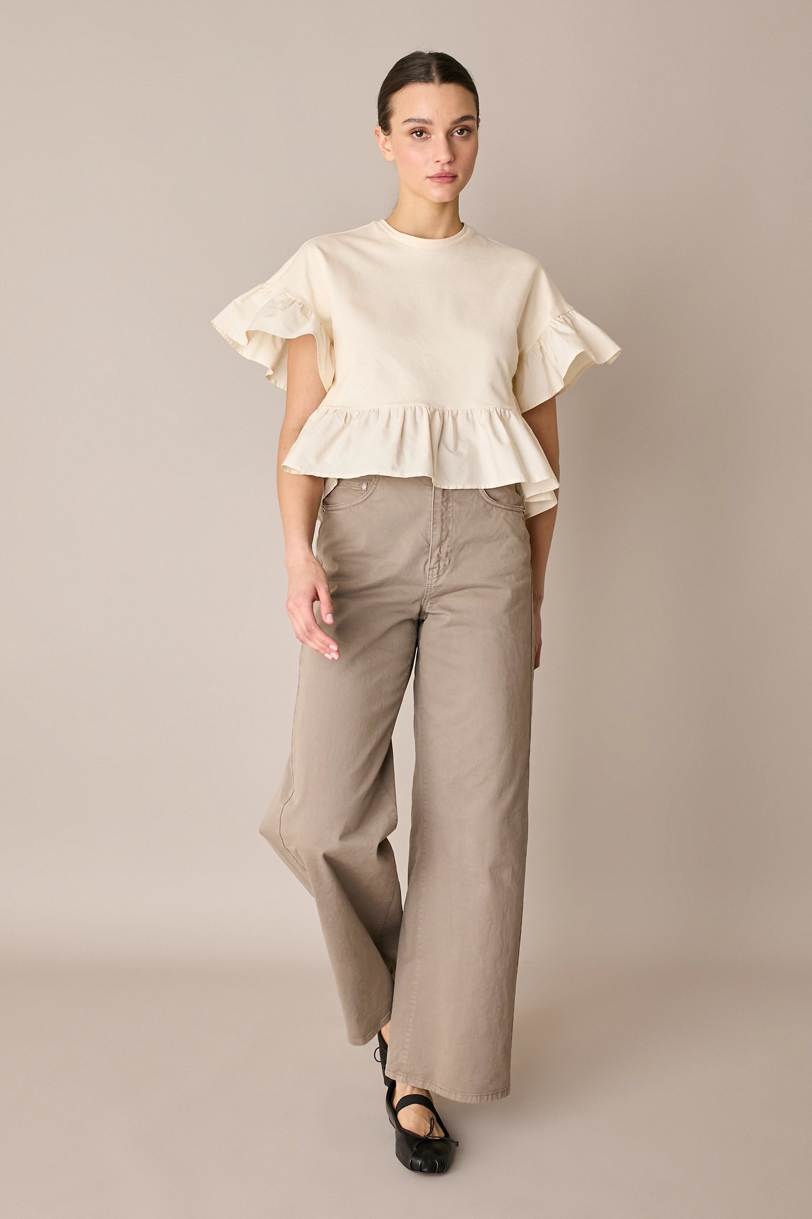 Pantaloni cinque tasche in drill di cotone