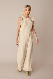Pantaloni in lino con volant