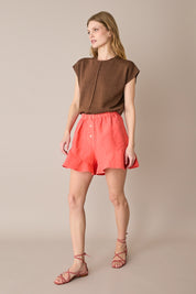 Shorts in lino con bottoni