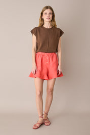 Shorts in lino con bottoni