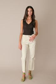 Frayed-hem cotton trousers