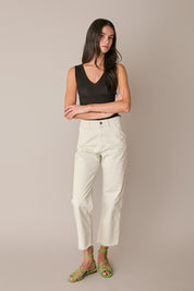 Frayed-hem cotton trousers