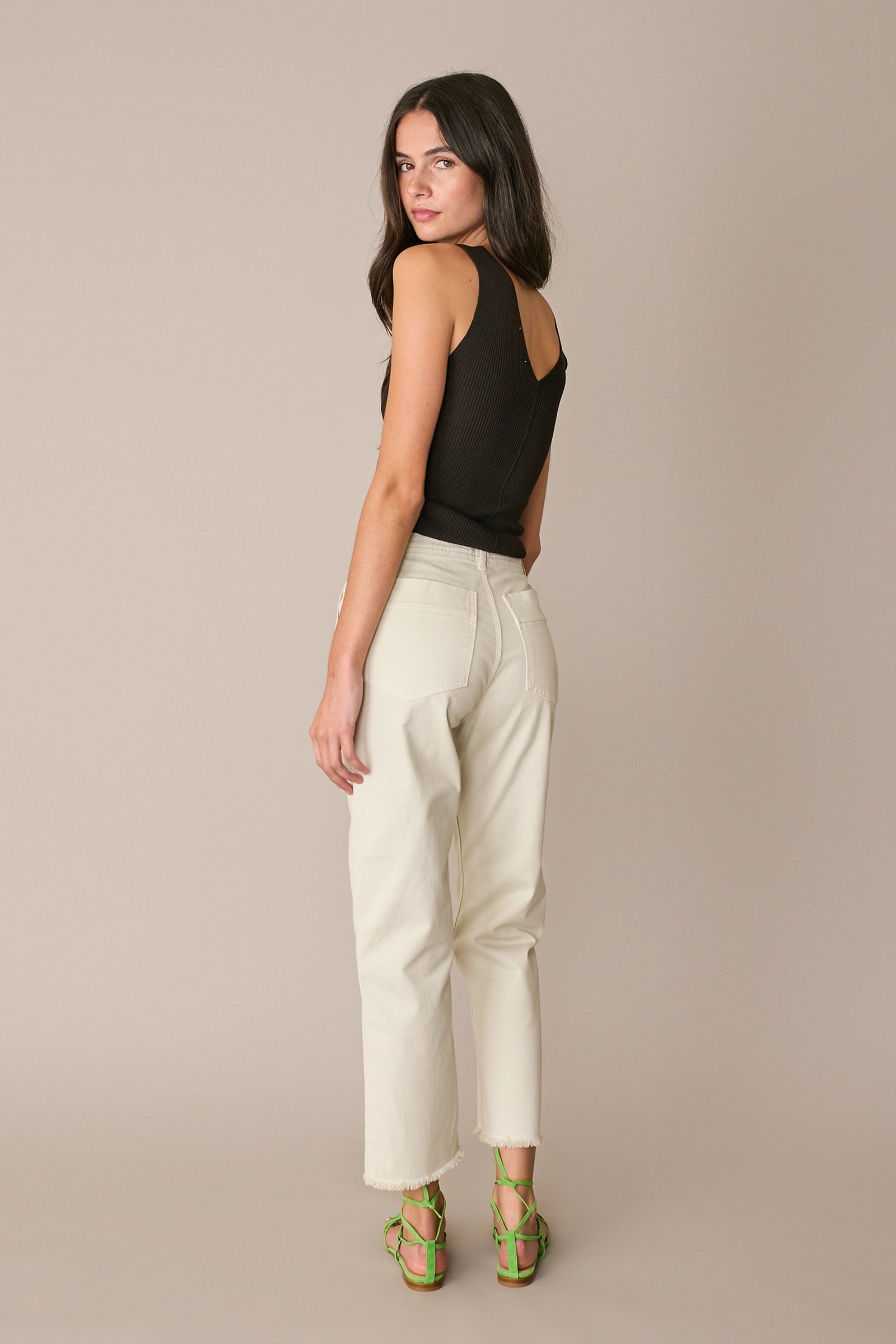 Frayed-hem cotton trousers