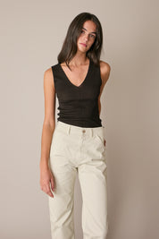 Frayed-hem cotton trousers