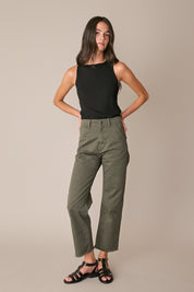 Frayed-hem cotton trousers