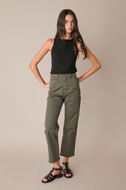 Frayed-hem cotton trousers