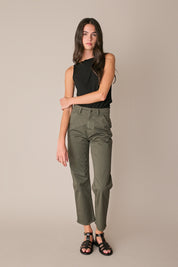 Frayed-hem cotton trousers