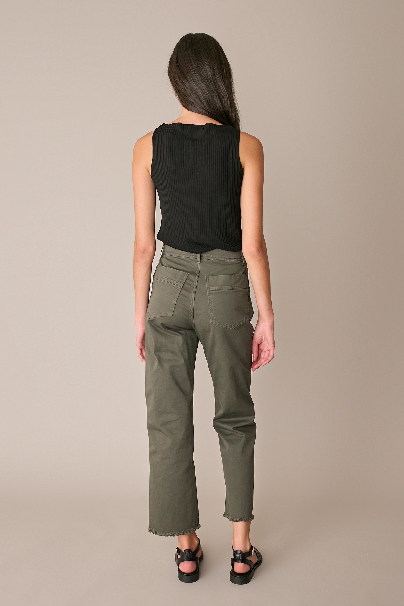 Frayed-hem cotton trousers