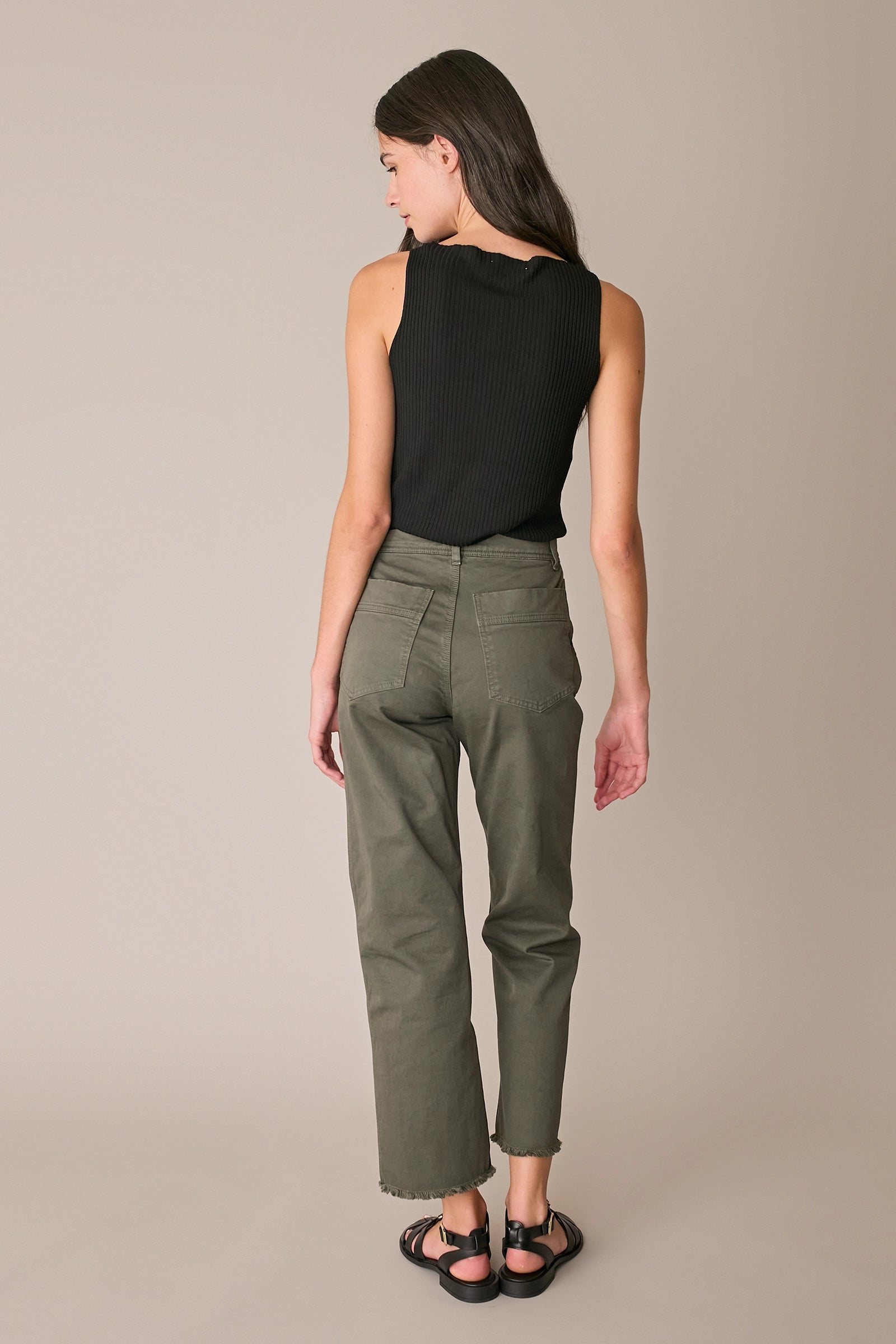 Frayed-hem cotton trousers