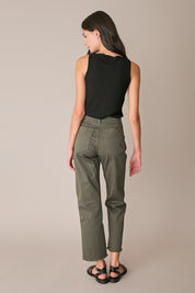 Frayed-hem cotton trousers