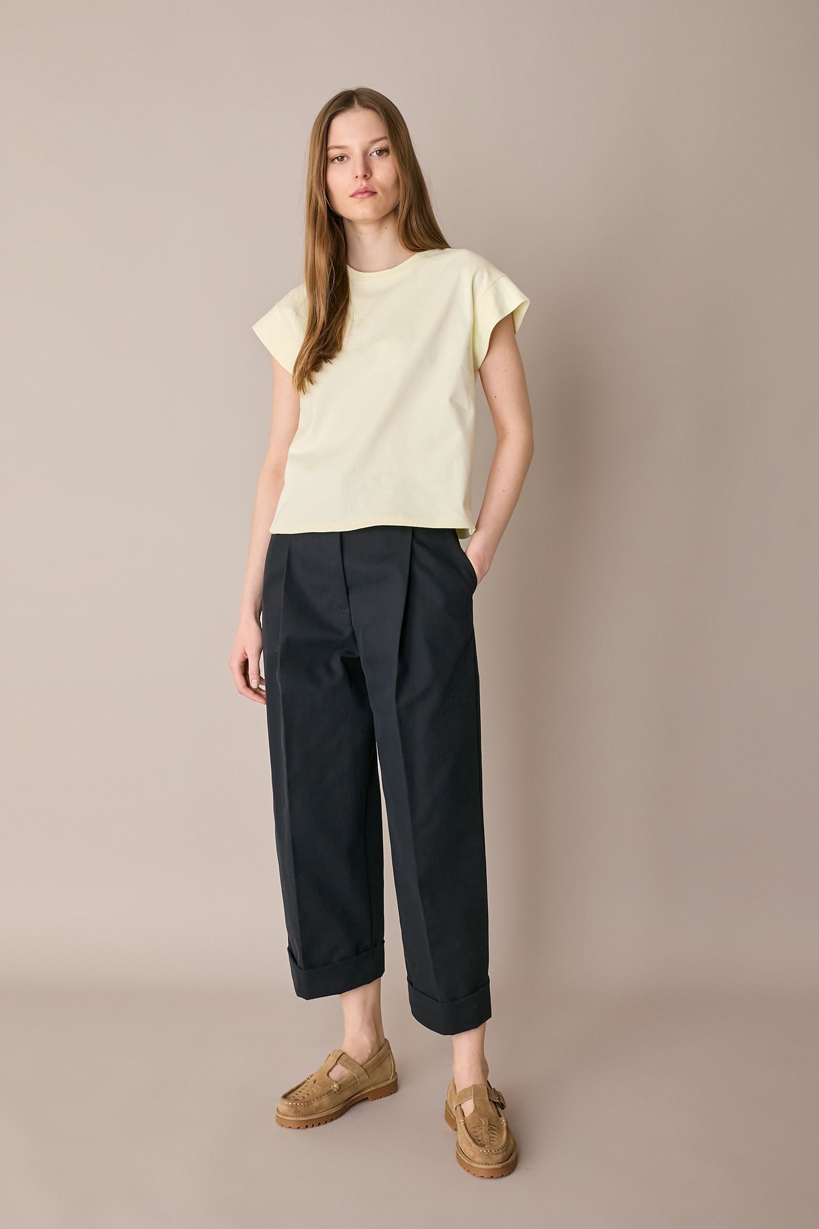 Cotton wide-leg trousers