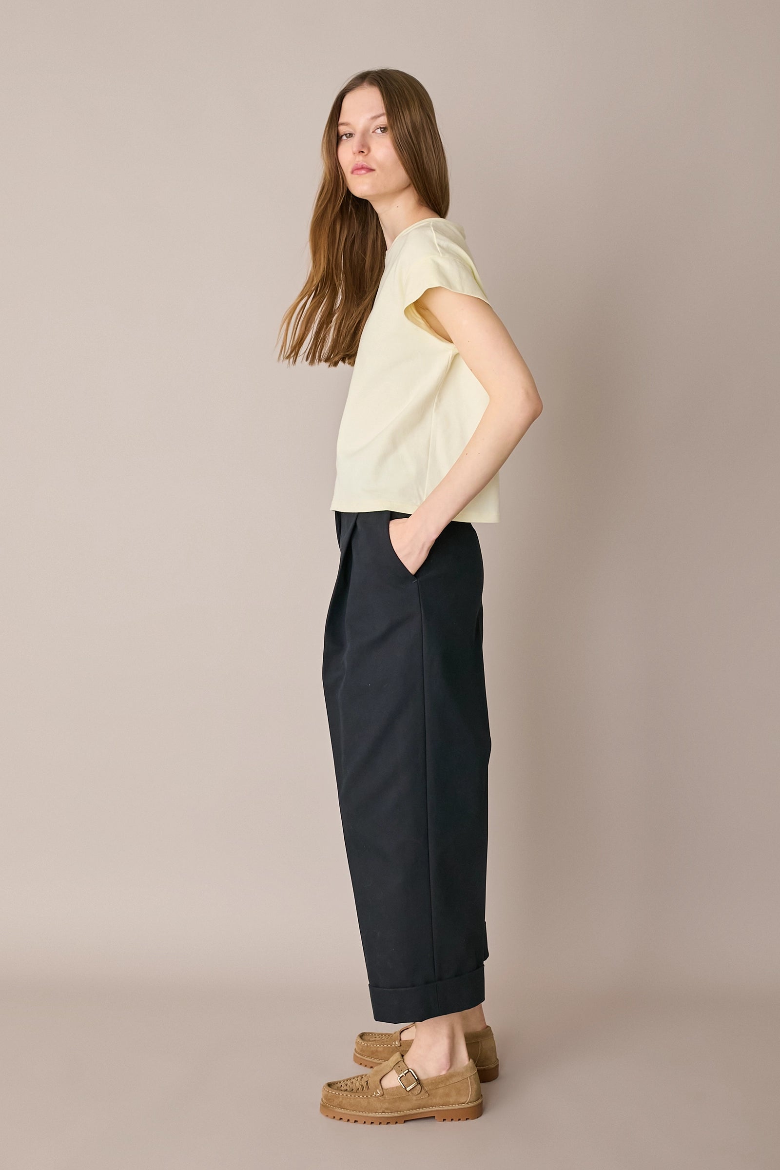Cotton wide-leg trousers