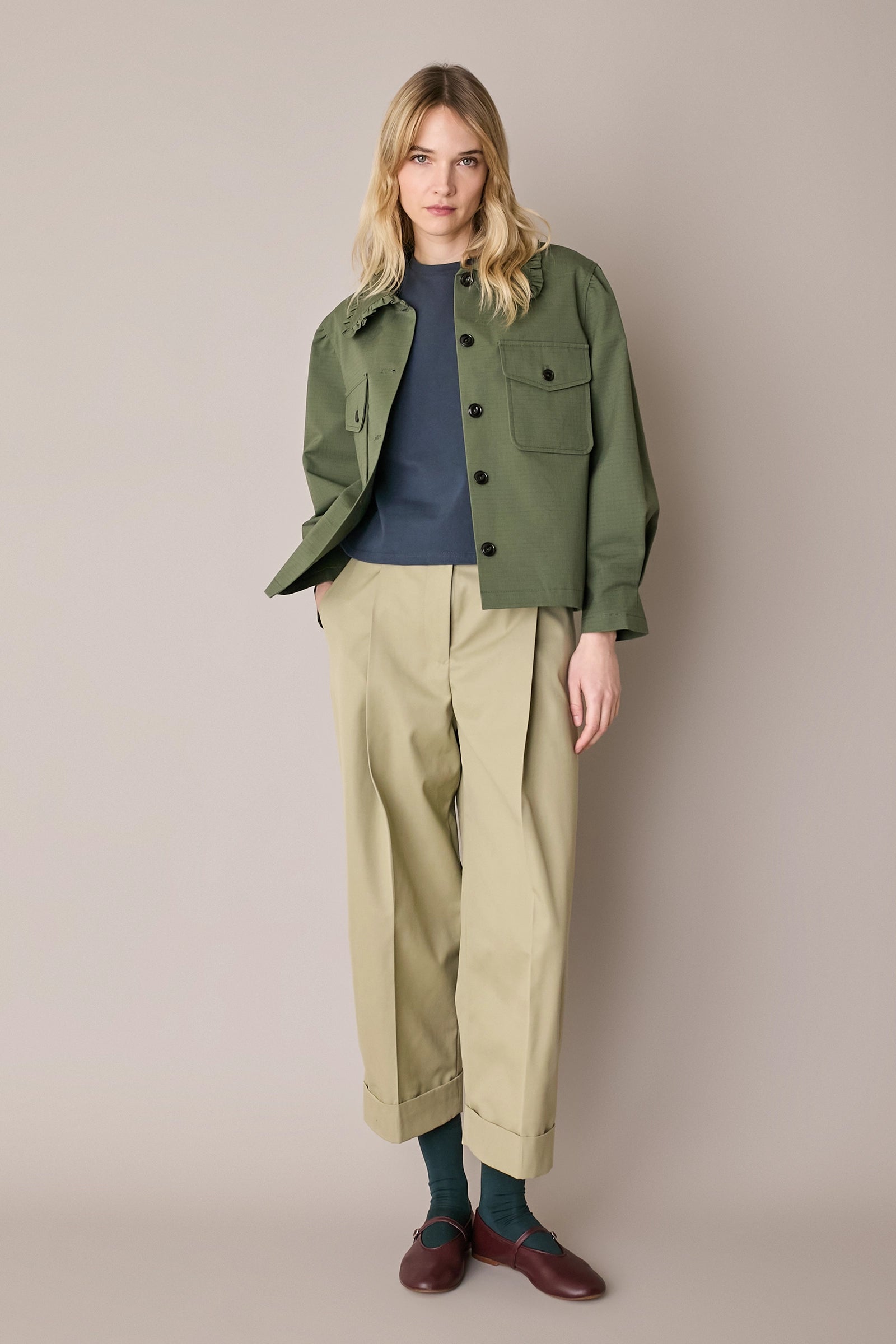 Cotton wide-leg trousers
