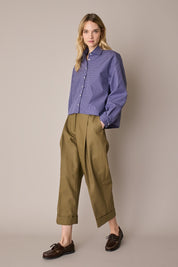 Cotton wide-leg trousers