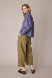 Cotton wide-leg trousers