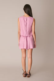 Elastic-waist linen shorts