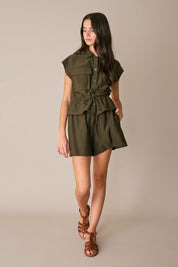 Elastic-waist fluid shorts