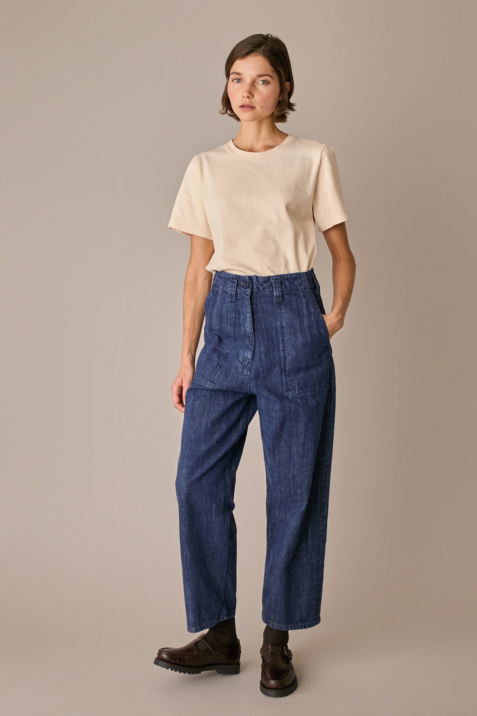 Jeans in denim cimosato giapponese