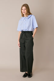 Cotton trousers with fabric belt