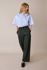 Cotton trousers with fabric belt