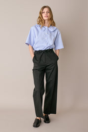 Cotton trousers with fabric belt