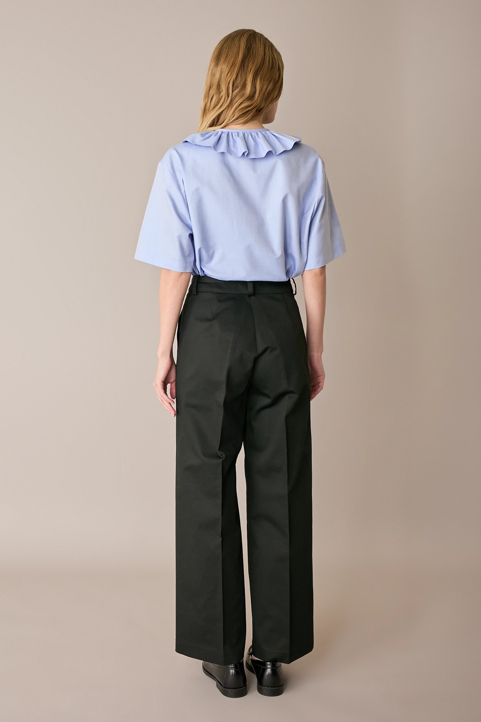 Cotton trousers with fabric belt