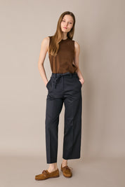 Cotton trousers with fabric belt