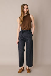 Cotton trousers with fabric belt