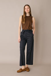 Cotton trousers with fabric belt