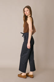 Cotton trousers with fabric belt
