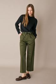 Cotton trousers with fabric belt